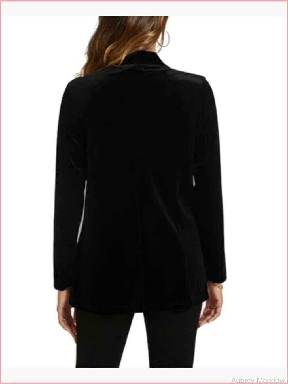 Women's Velvet Blazer Jacket Long Sleeve Open Front Business Casual Suit Jacket